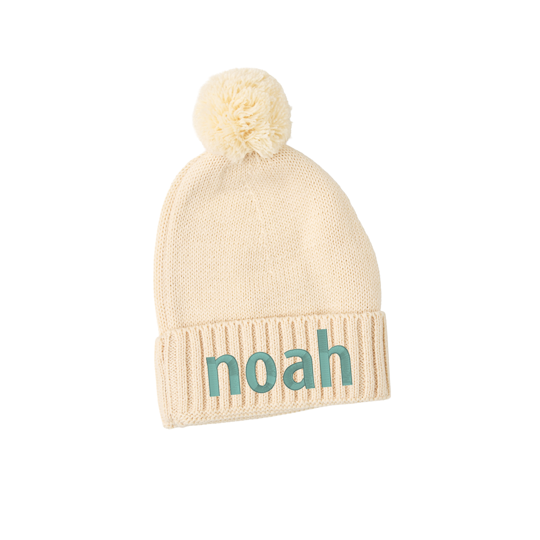 Oatmeal KNIT POM BEANIE - Gigi and Max