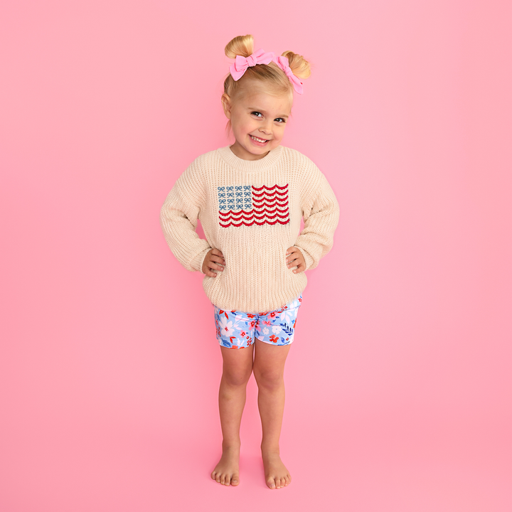 USA Embroidered Oatmeal SWEATER