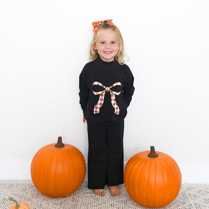 Black MOCK NECK FLARE SWEATSUIT - Gigi and Max