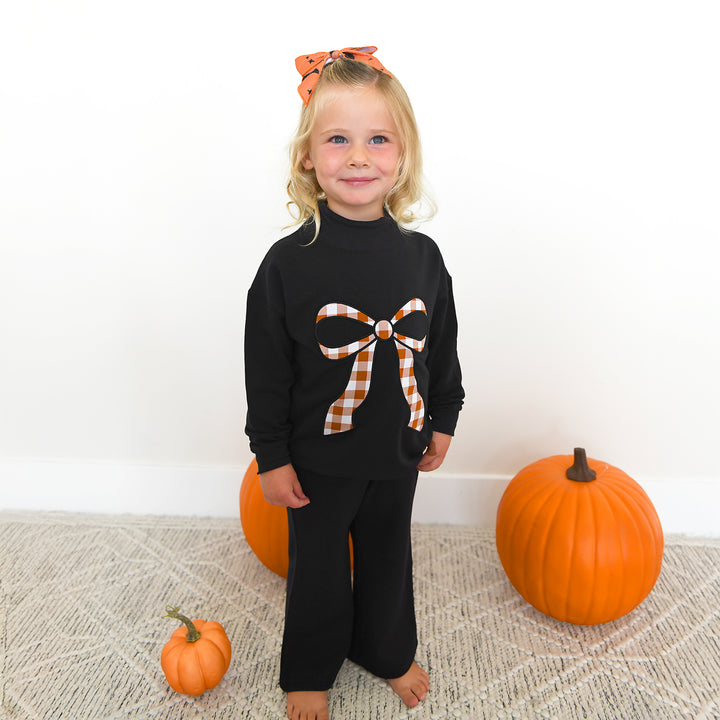 Black MOCK NECK FLARE SWEATSUIT - Gigi and Max