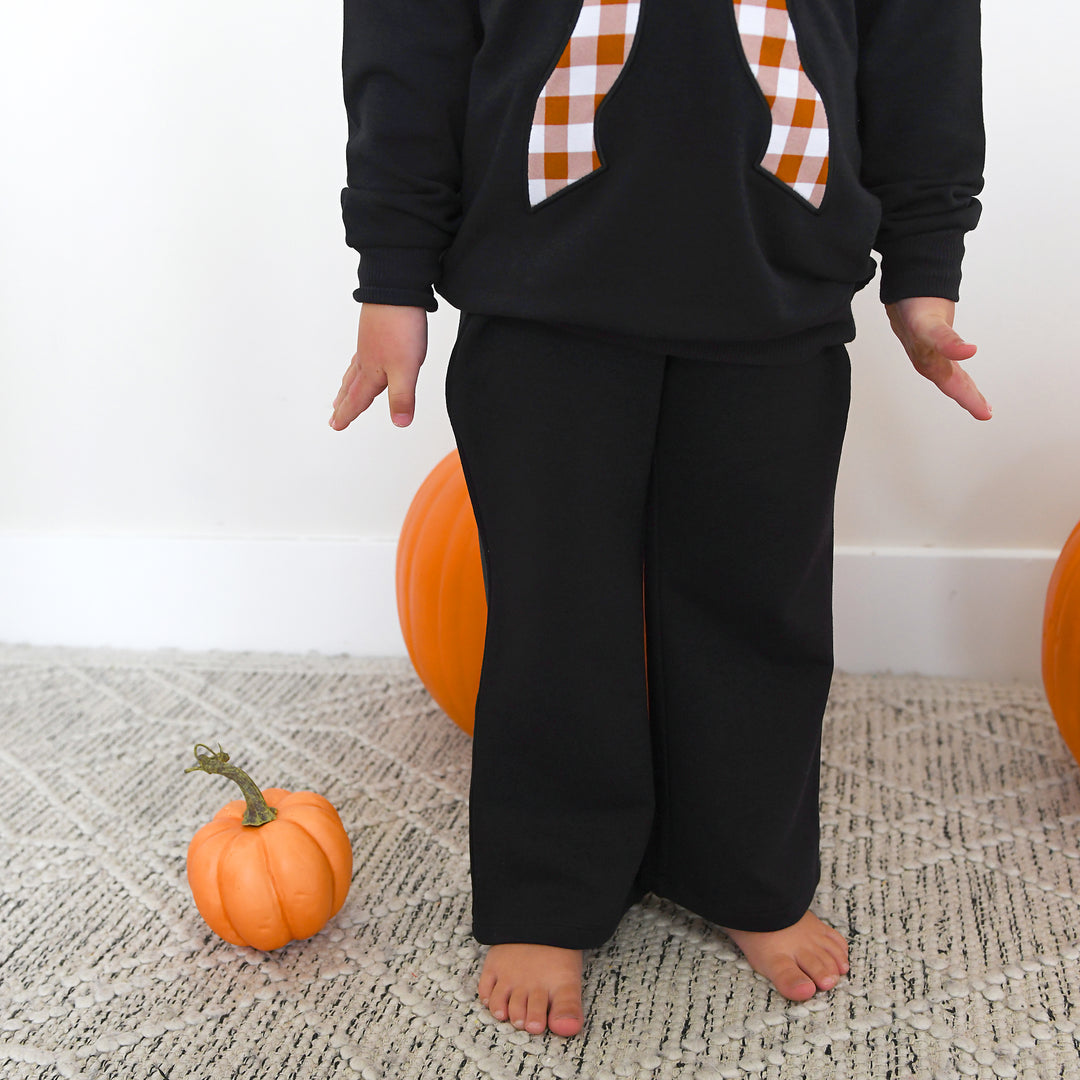 Black MOCK NECK FLARE SWEATSUIT - Gigi and Max