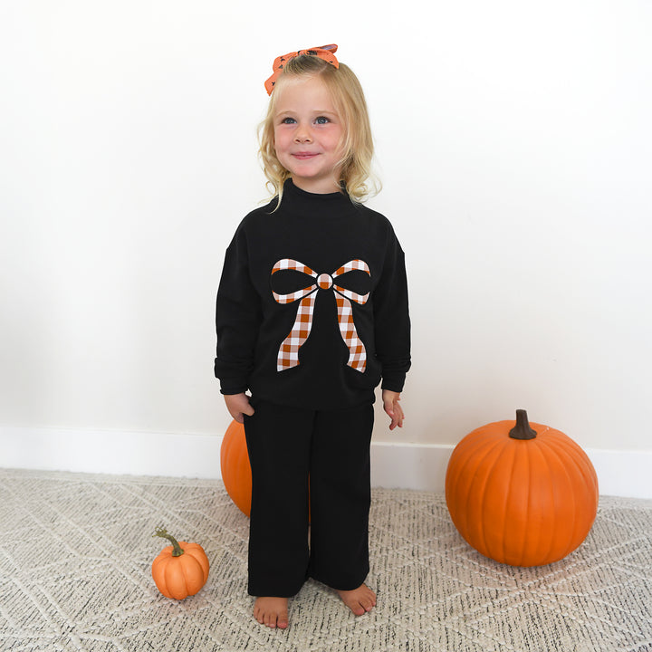 Black MOCK NECK FLARE SWEATSUIT - Gigi and Max