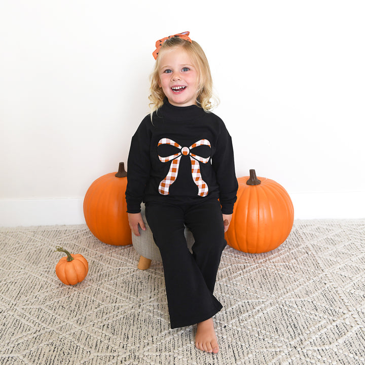 Black MOCK NECK FLARE SWEATSUIT - Gigi and Max