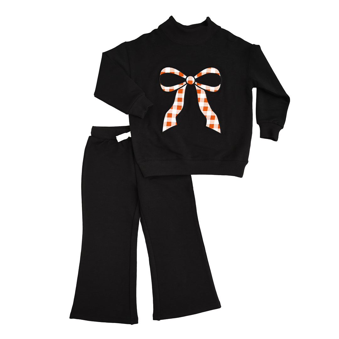 Black MOCK NECK FLARE SWEATSUIT - Gigi and Max