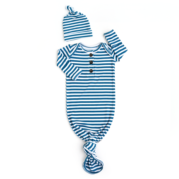 Cooper Blue Ribbed GOWN - Gigi and Max