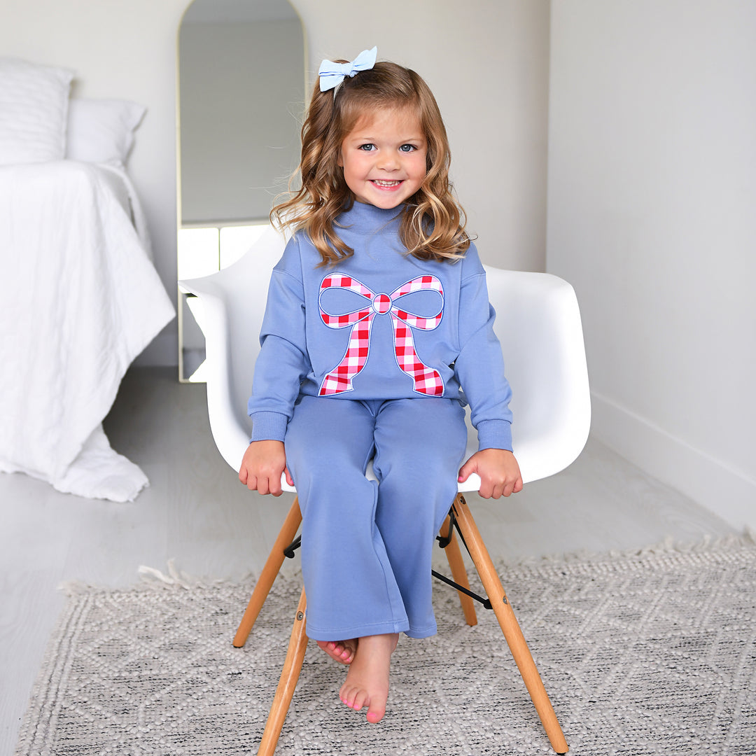 Blue MOCKNECK FLARE SWEATSUIT