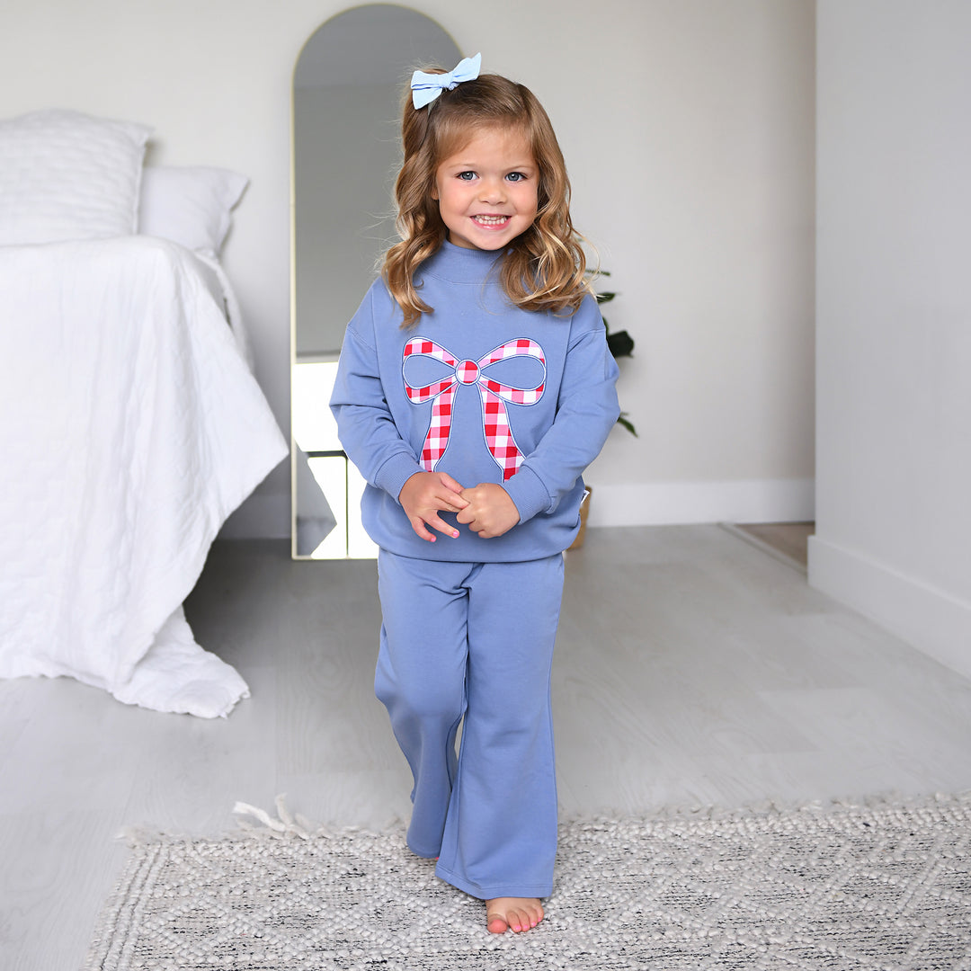 Blue MOCKNECK FLARE SWEATSUIT