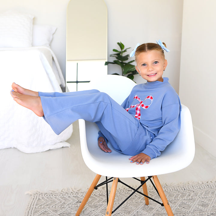 Blue MOCKNECK FLARE SWEATSUIT - Gigi and Max