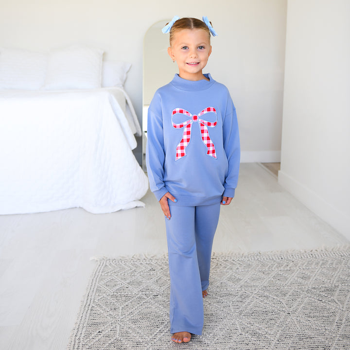 Blue MOCKNECK FLARE SWEATSUIT - Gigi and Max