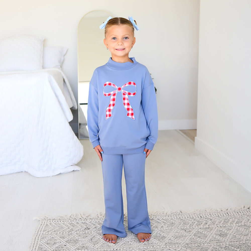 Blue MOCKNECK FLARE SWEATSUIT - Gigi and Max