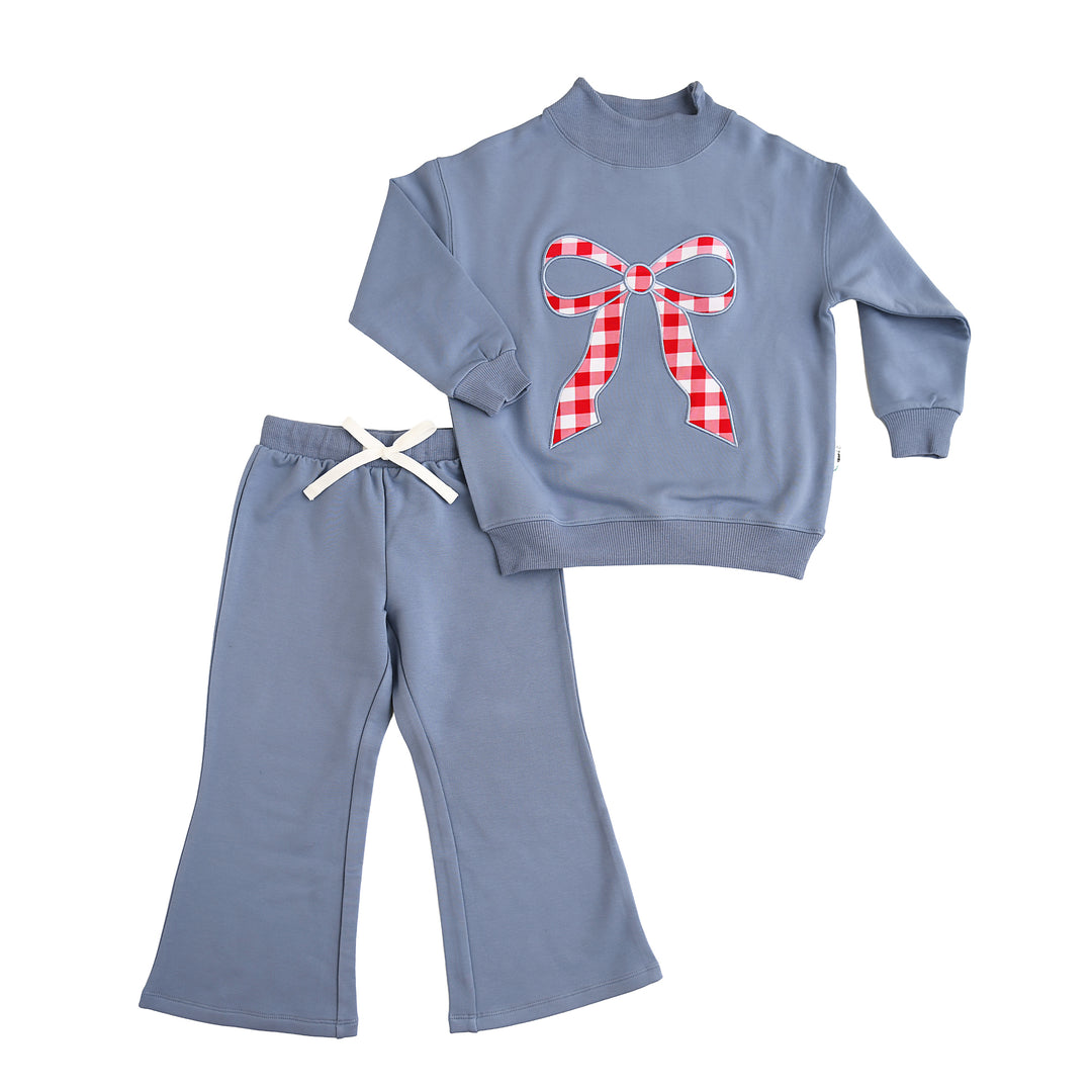 Blue MOCKNECK FLARE SWEATSUIT - Gigi and Max