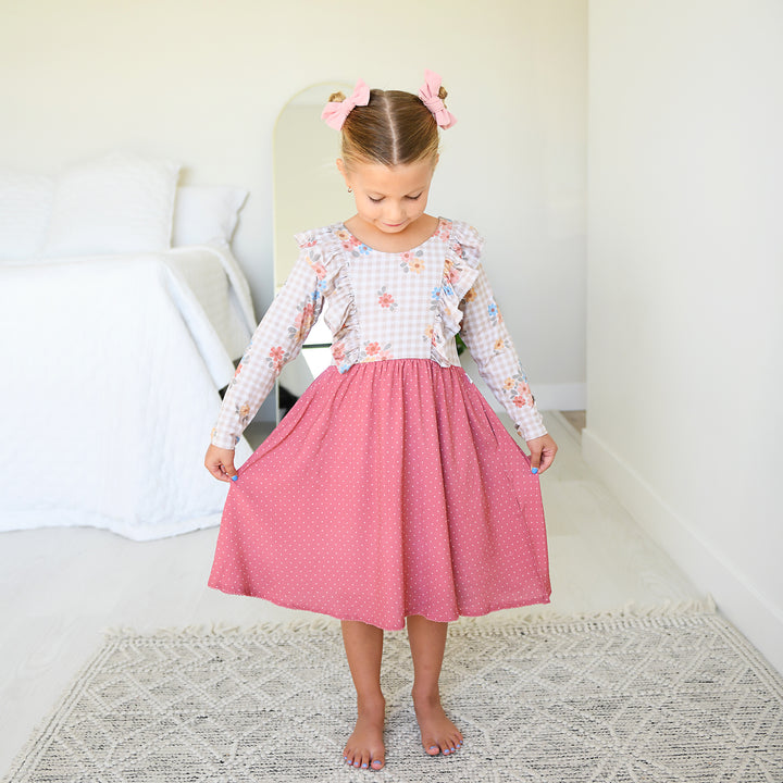 Callie RUFFLE LONG SLEEVE DRESS - Gigi and Max