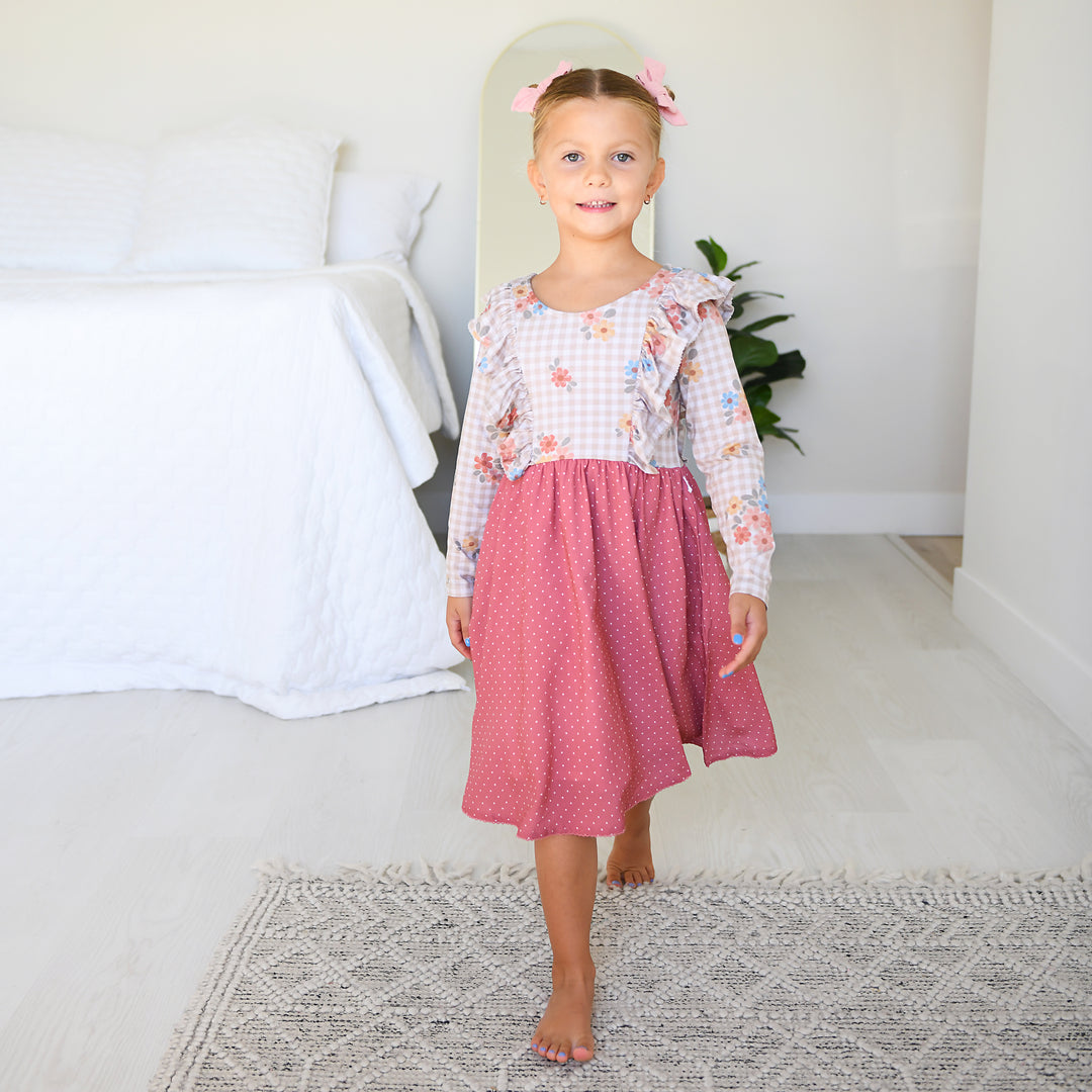 Callie RUFFLE LONG SLEEVE DRESS - Gigi and Max