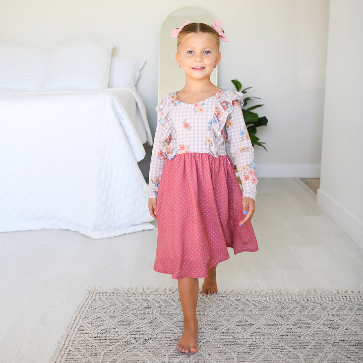 Callie RUFFLE LONG SLEEVE DRESS - Gigi and Max