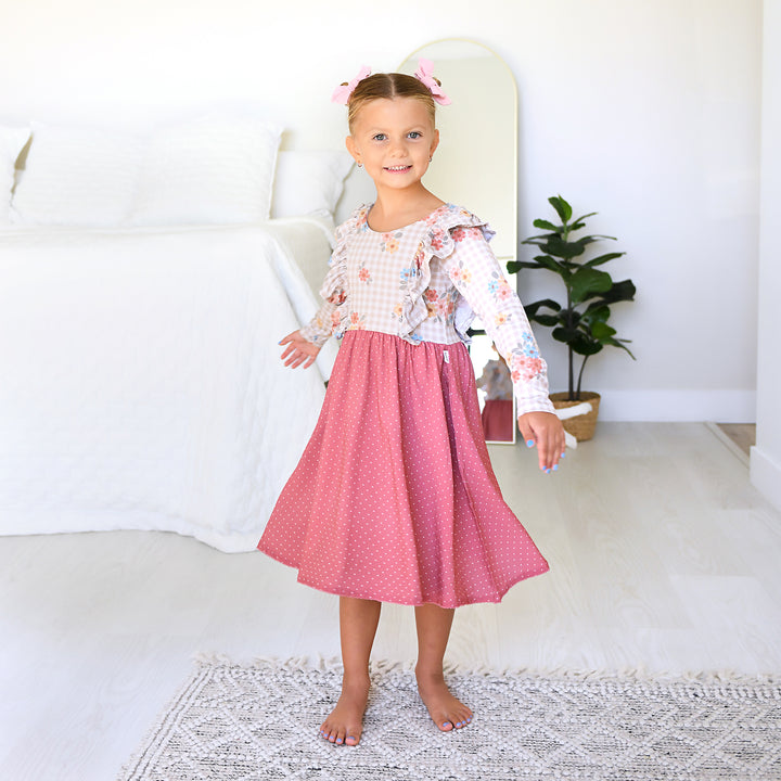 Callie RUFFLE LONG SLEEVE DRESS - Gigi and Max