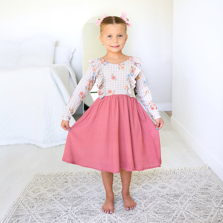 Callie RUFFLE LONG SLEEVE DRESS - Gigi and Max