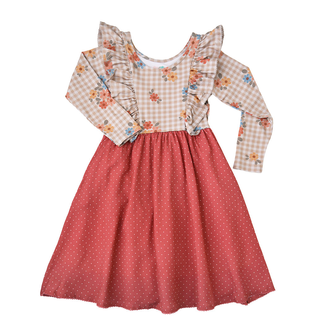 Callie RUFFLE LONG SLEEVE DRESS - Gigi and Max