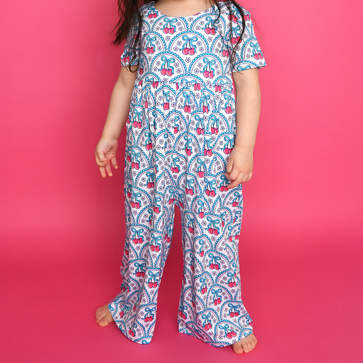 Cherry WIDE LEG ROMPER