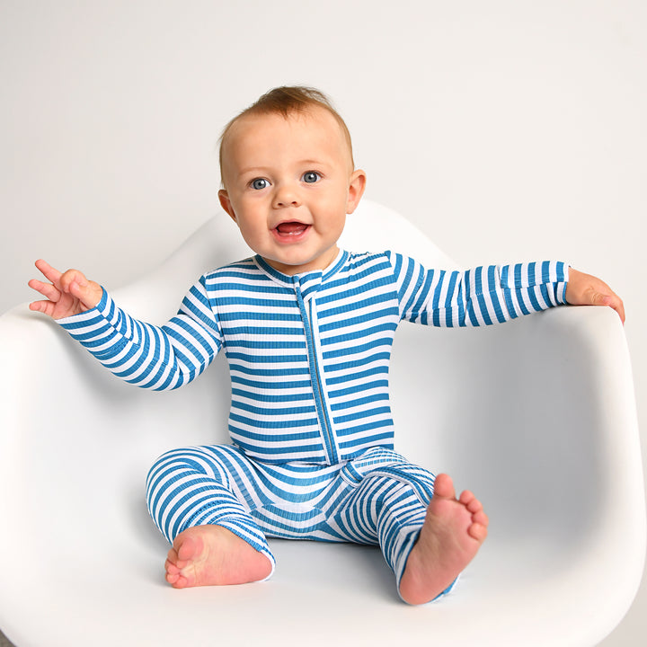 Cooper Blue Ribbed ZIP - Gigi and Max