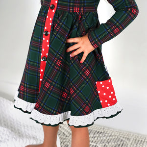 Kane Tartan & Ruby Dot BUTTON DRESS - Gigi and Max