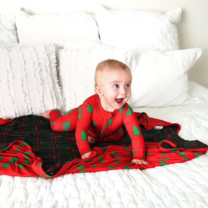 Kane Tartan & Kevin Trees Double Layer Blanket - Gigi and Max