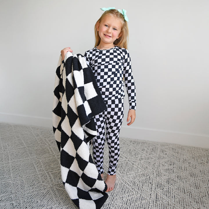 Axel Black Checks PLUSH BLANKET