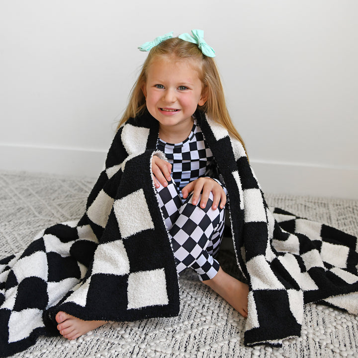 Axel Black Checks PLUSH BLANKET - Gigi and Max