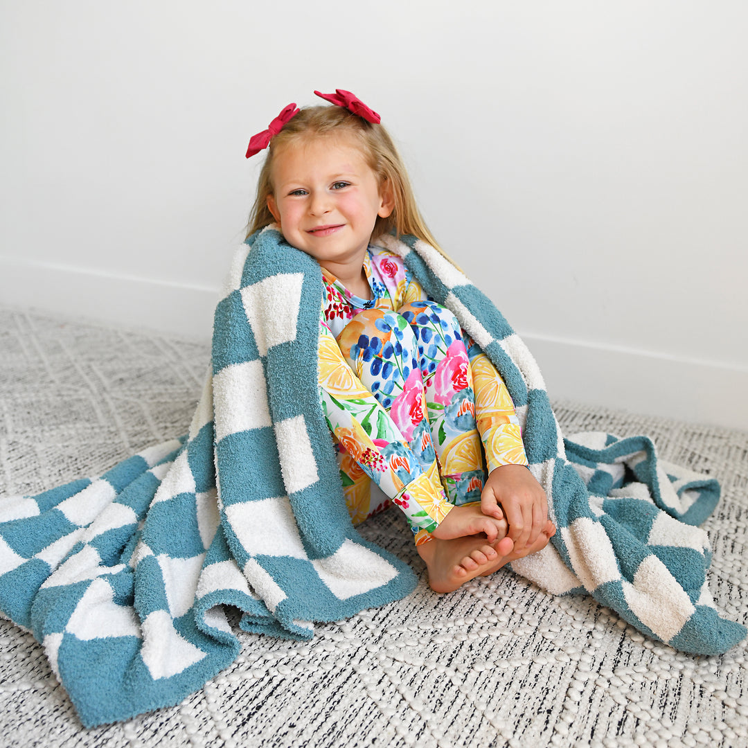 Drake Blue Checks PLUSH BLANKET - Gigi and Max