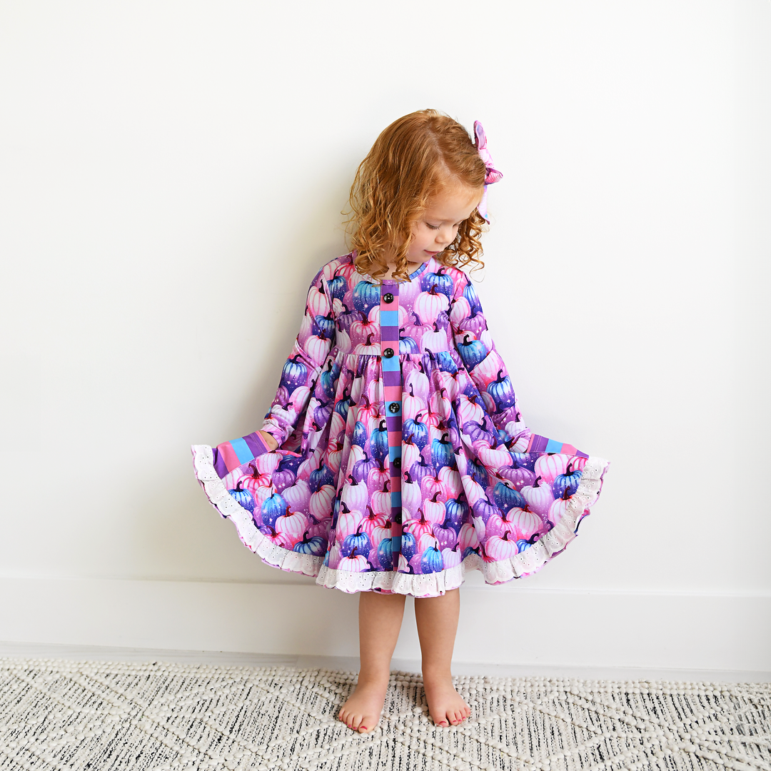 Carrie Pumpkins & Sabrina Stripe BUTTON DRESS - Gigi and Max
