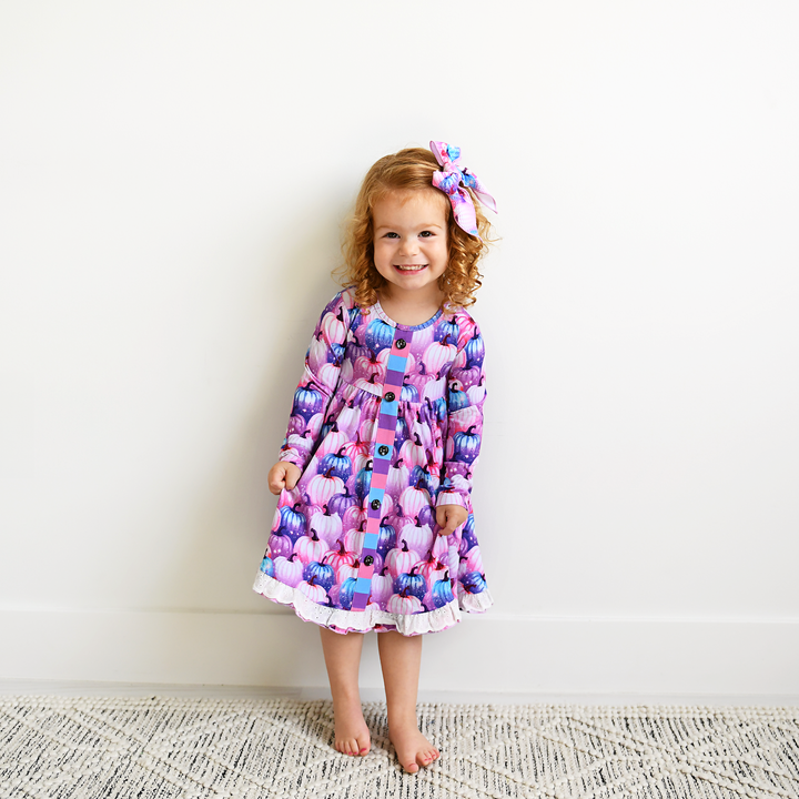 Carrie Pumpkins & Sabrina Stripe BUTTON DRESS - Gigi and Max