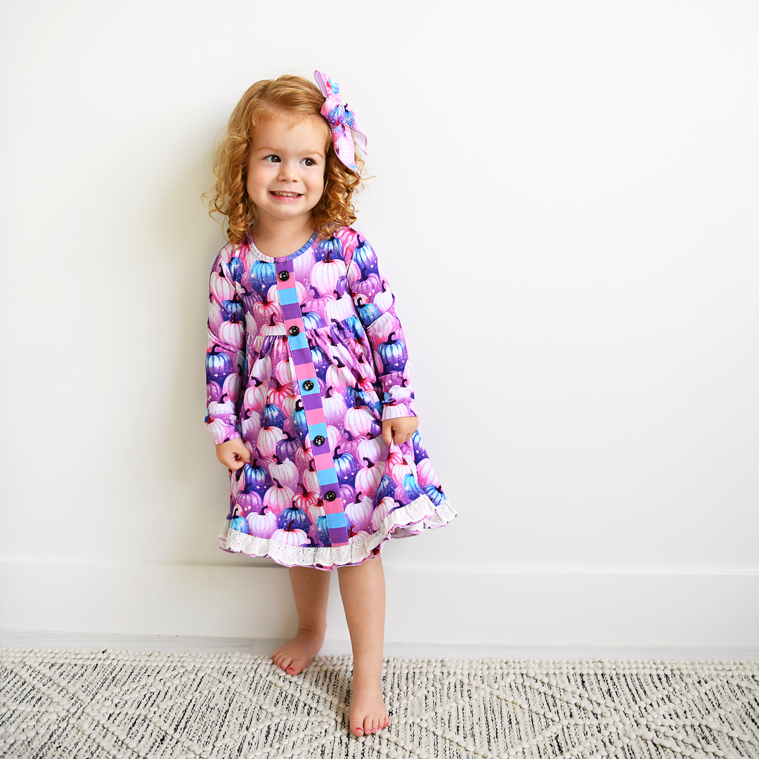 Carrie Pumpkins & Sabrina Stripe BUTTON DRESS - Gigi and Max