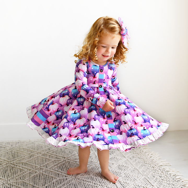 Carrie Pumpkins & Sabrina Stripe BUTTON DRESS - Gigi and Max