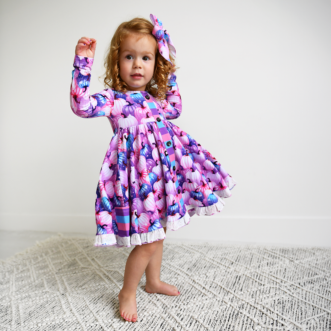 Carrie Pumpkins & Sabrina Stripe BUTTON DRESS - Gigi and Max