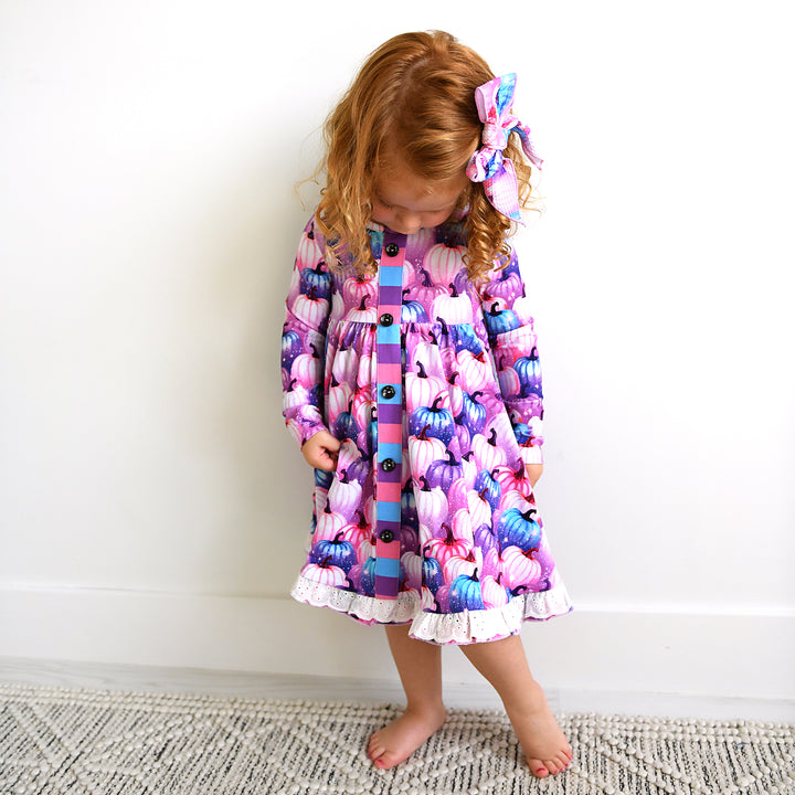 Carrie Pumpkins & Sabrina Stripe BUTTON DRESS - Gigi and Max