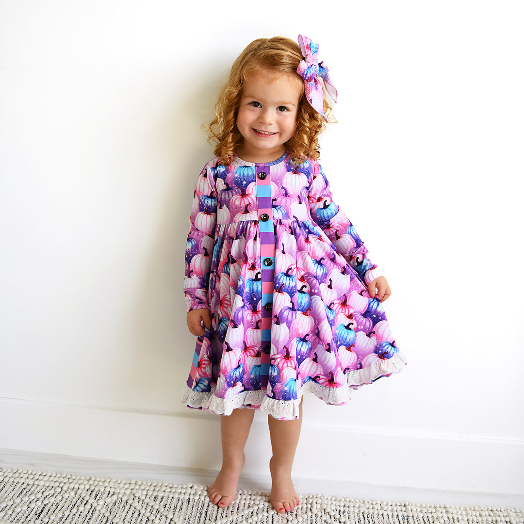 Carrie Pumpkins & Sabrina Stripe BUTTON DRESS - Gigi and Max