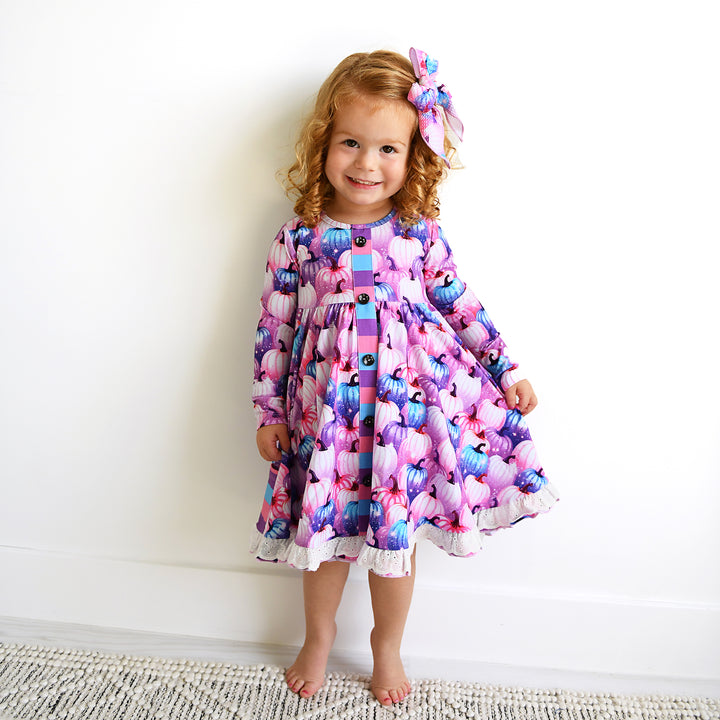 Carrie Pumpkins & Sabrina Stripe BUTTON DRESS - Gigi and Max