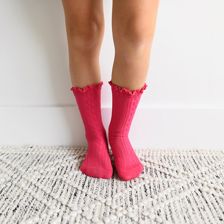 Magenta LACE SOCKS - Gigi and Max