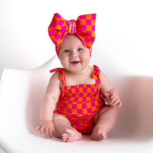 Eric Orange SMOCKED BUBBLE ROMPER - Gigi and Max