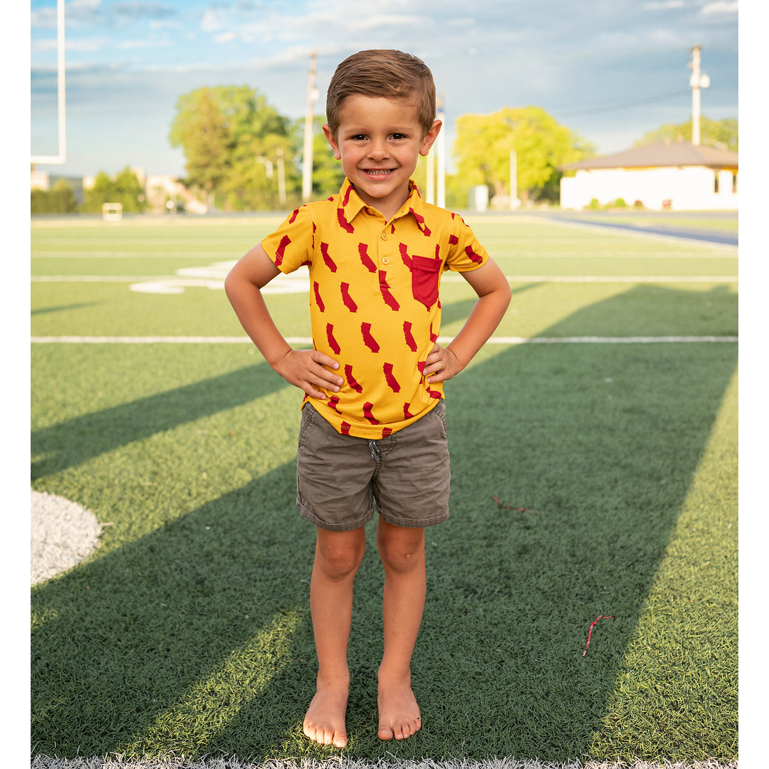 California Gold & Cardinal POLO SHIRT - Gigi and Max