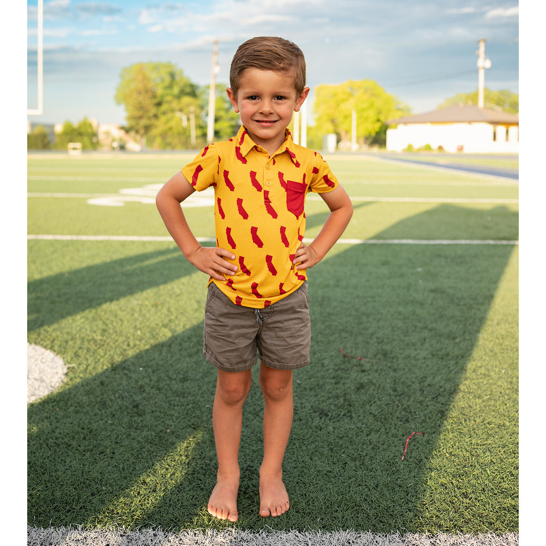 California Gold & Cardinal POLO SHIRT - Gigi and Max