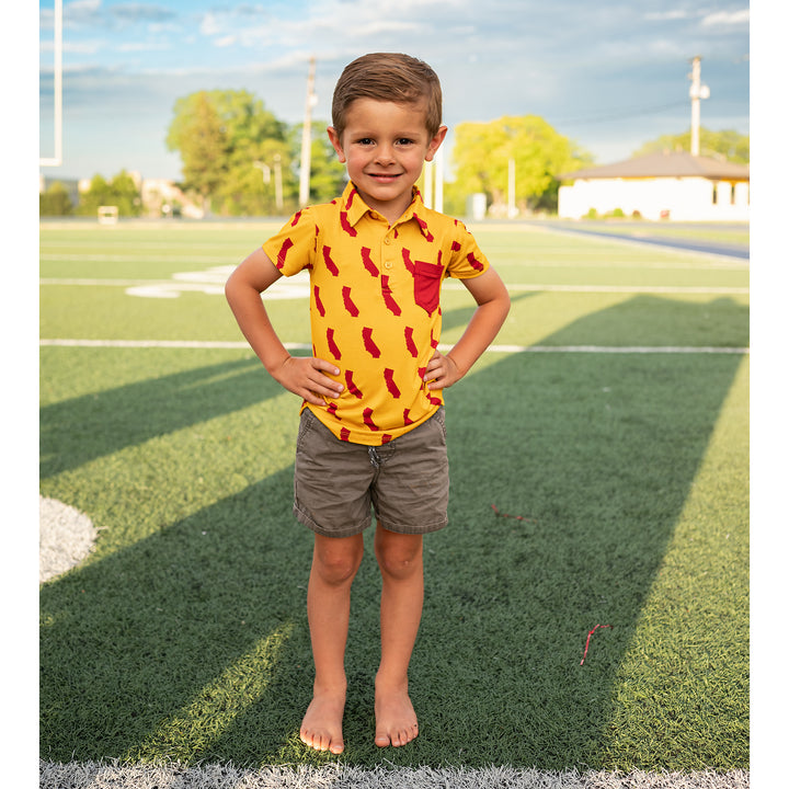 California Gold & Cardinal POLO SHIRT - Gigi and Max