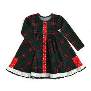 Kane Tartan & Ruby Dot BUTTON DRESS - Gigi and Max