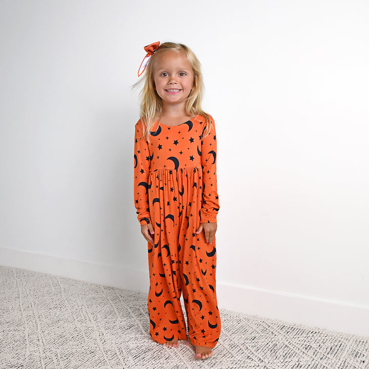 Blaise Orange Moon WIDE LEG ROMPER - Gigi and Max