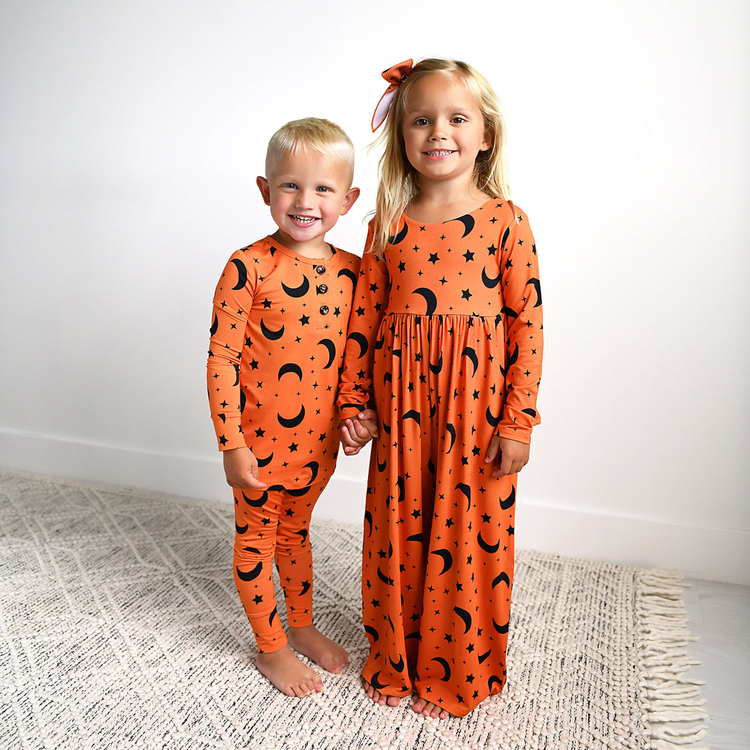 Blaise Orange Moon WIDE LEG ROMPER - Gigi and Max