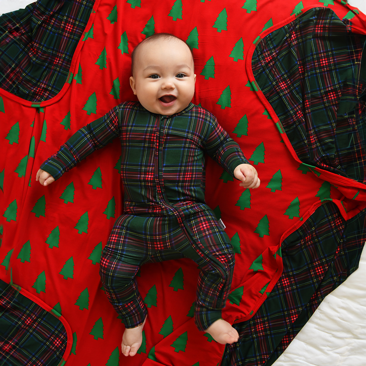 Kane Tartan & Kevin Trees Double Layer Blanket - Gigi and Max