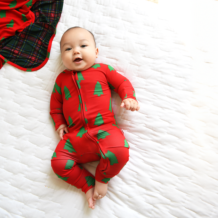 Kane Tartan & Kevin Trees Double Layer Blanket - Gigi and Max