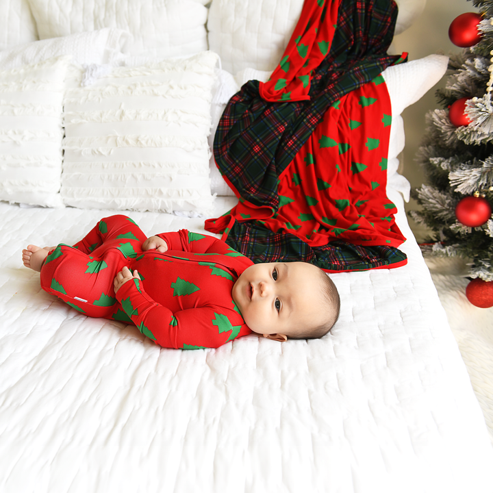 Kane Tartan & Kevin Trees Double Layer Blanket - Gigi and Max