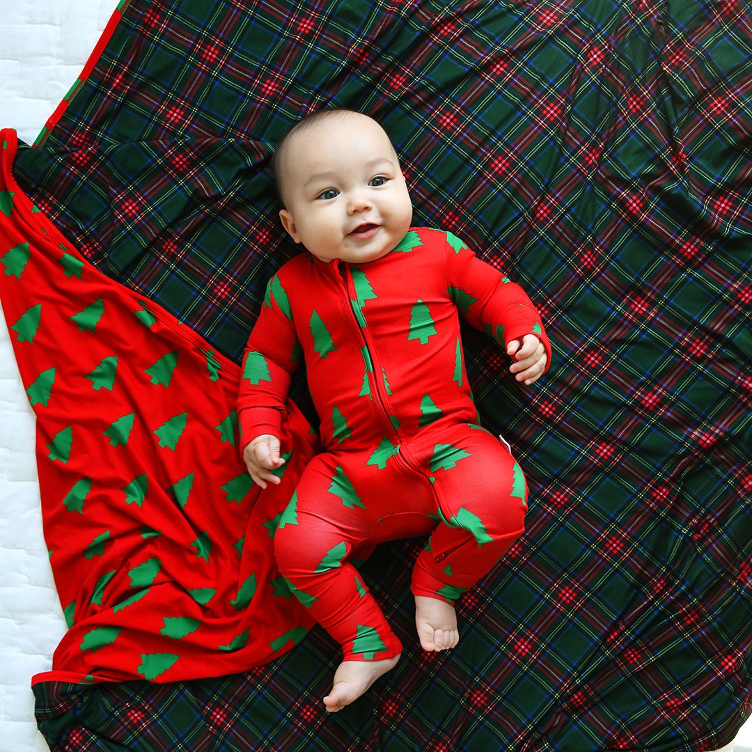 Kane Tartan & Kevin Trees Double Layer Blanket - Gigi and Max