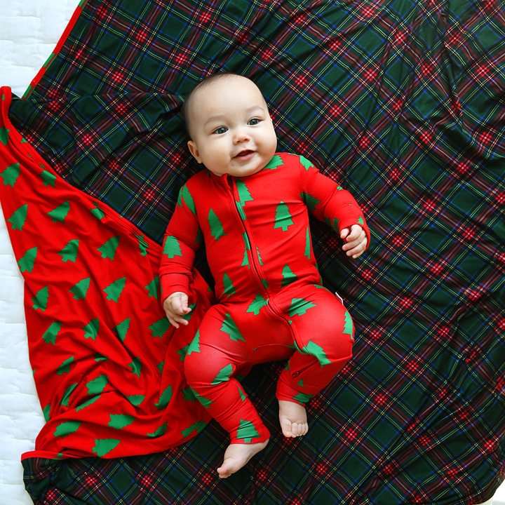 Kane Tartan & Kevin Trees Double Layer Blanket - Gigi and Max