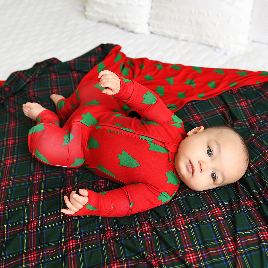 Kane Tartan & Kevin Trees Double Layer Blanket - Gigi and Max